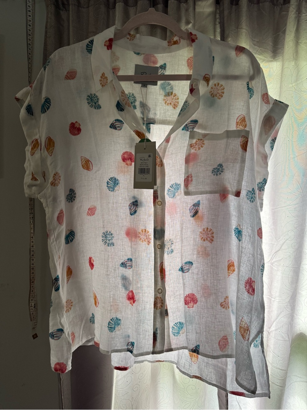 Rails White Shell-Print Button Down Shirt